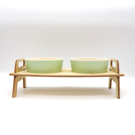Double Bowl Stand - Bamboo Bowl - Fresh Mint